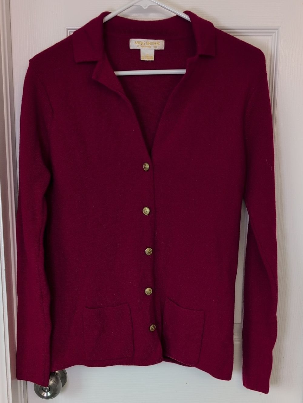 Brooks Brothers Vintage Merino Wool Women's Button-Front Collared Cardigan